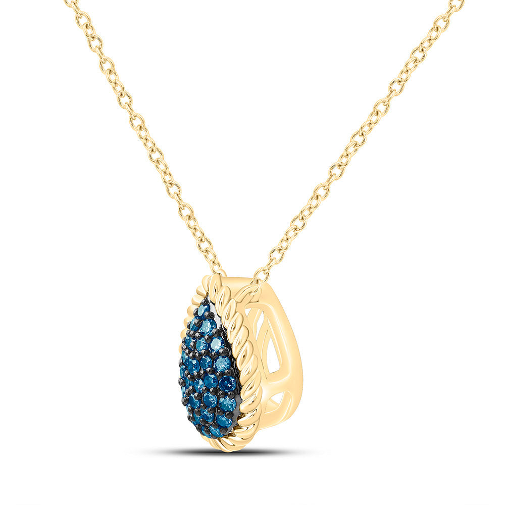 1/5CTW-NAT DIA FASHION BLUE DIAMOND PEAR NECKLACE (18 INCH) Daisy Joyeria