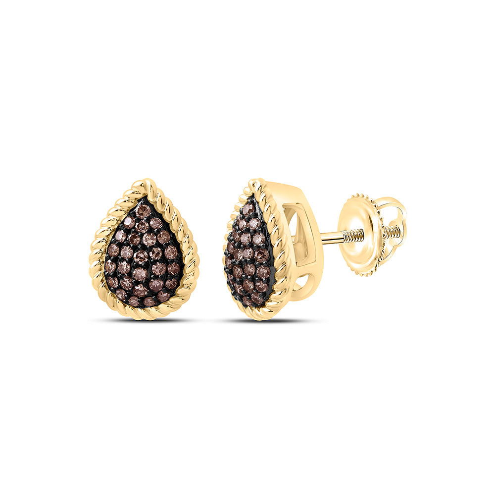 1/4CTW-NAT DIA FASHION COGNAC NATURAL PEAR EARRING Daisy Joyeria