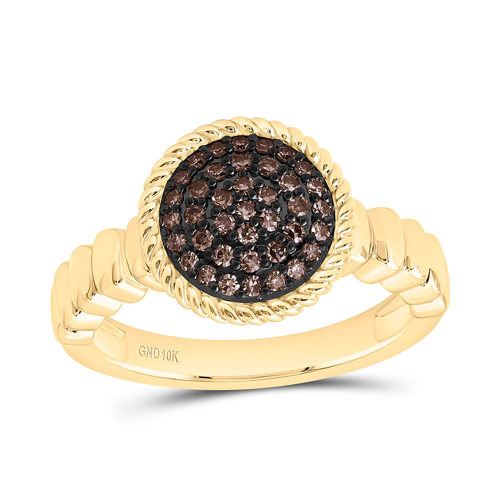 1/4CTW-NAT DIA FASHION COGNAC NATURAL ROUND RING Daisy Joyeria