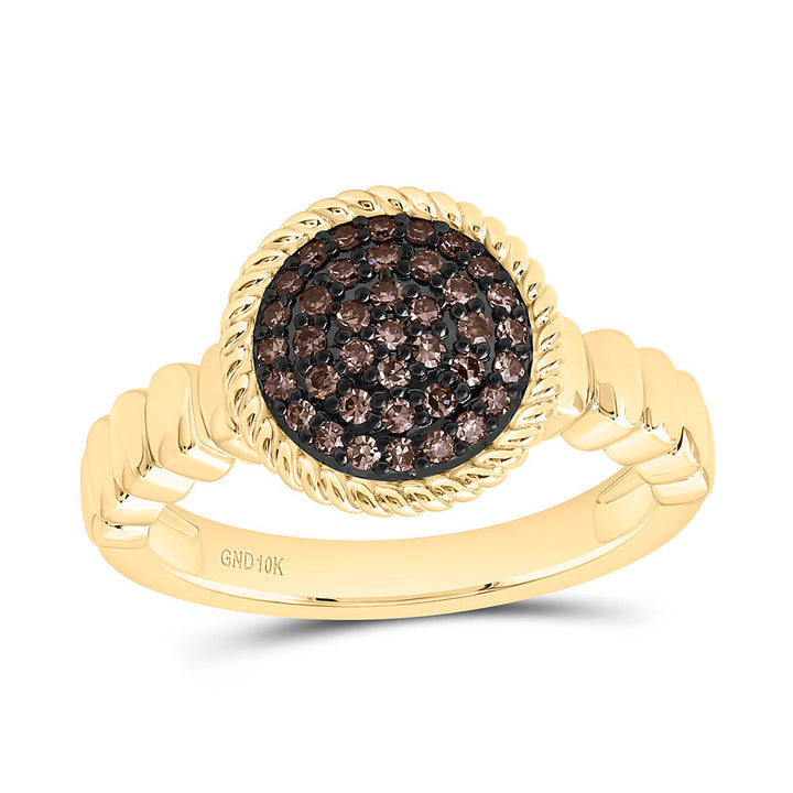 1/4CTW-NAT DIA FASHION COGNAC NATURAL ROUND RING Daisy Joyeria