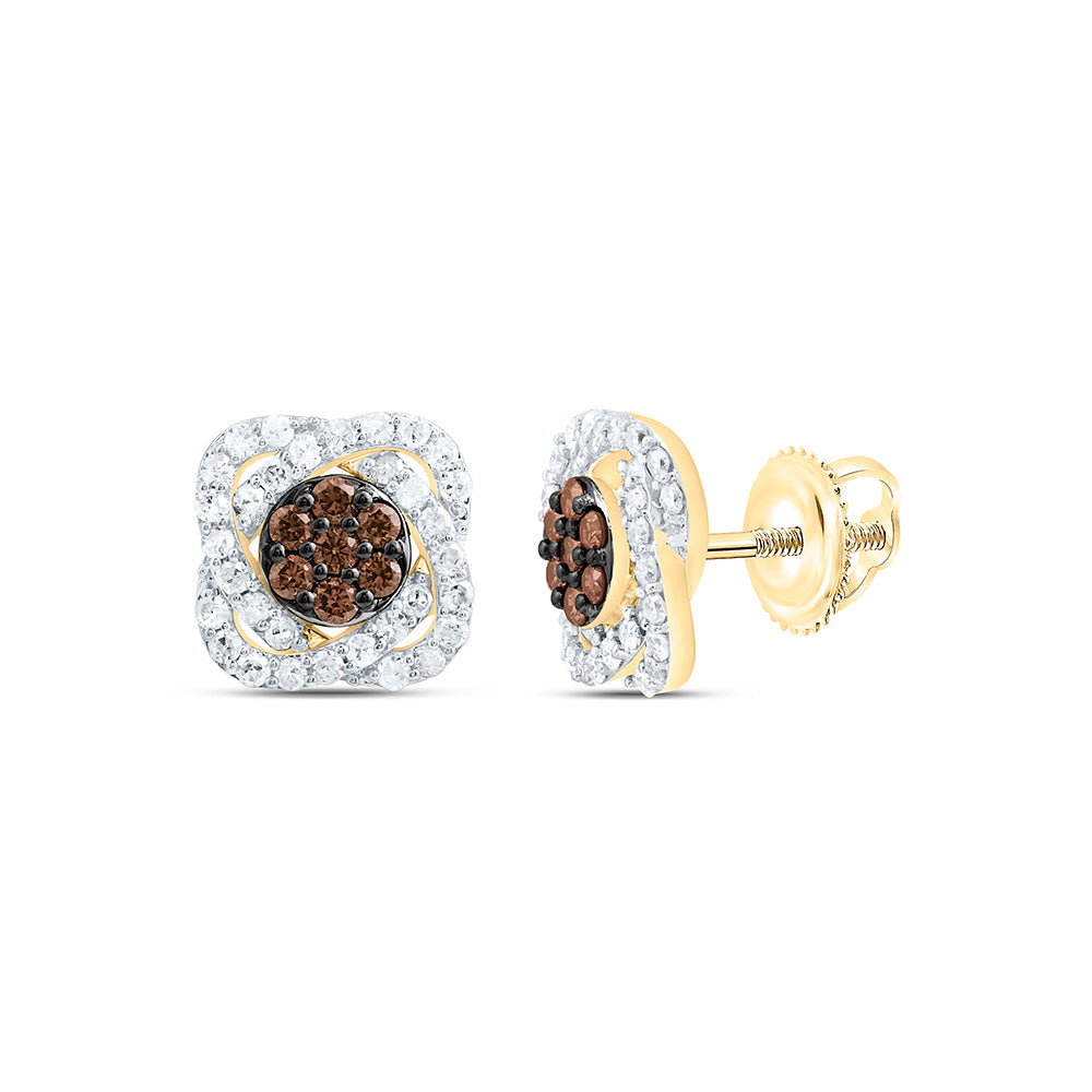 5/8CTW-NAT DIA P1 GIFT COGNAC NATURAL FLOWER EARRING Daisy Joyeria