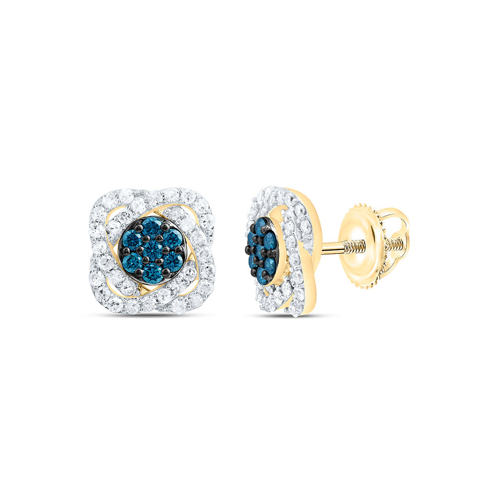 5/8CTW-NAT DIA P1 GIFT BLUE DIAMOND FLOWER EARRING Daisy Joyeria