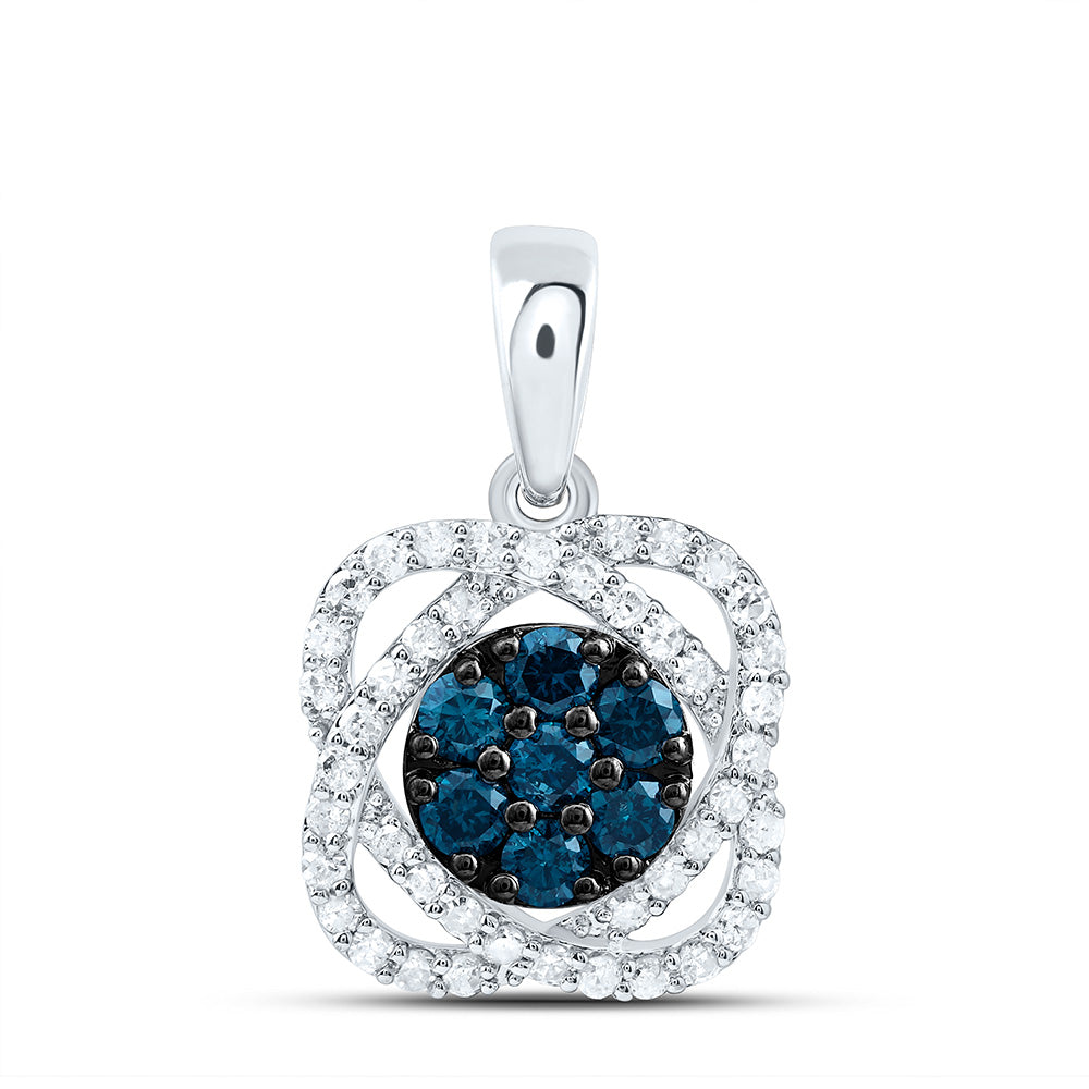 1/2CTW-NAT DIA P1 GIFT BLUE DIAMOND FLOWER PENDANT Daisy Joyeria