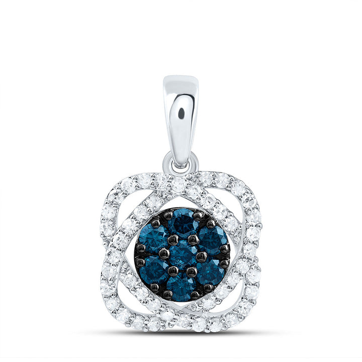 1/2CTW-NAT DIA P1 GIFT BLUE DIAMOND FLOWER PENDANT Daisy Joyeria