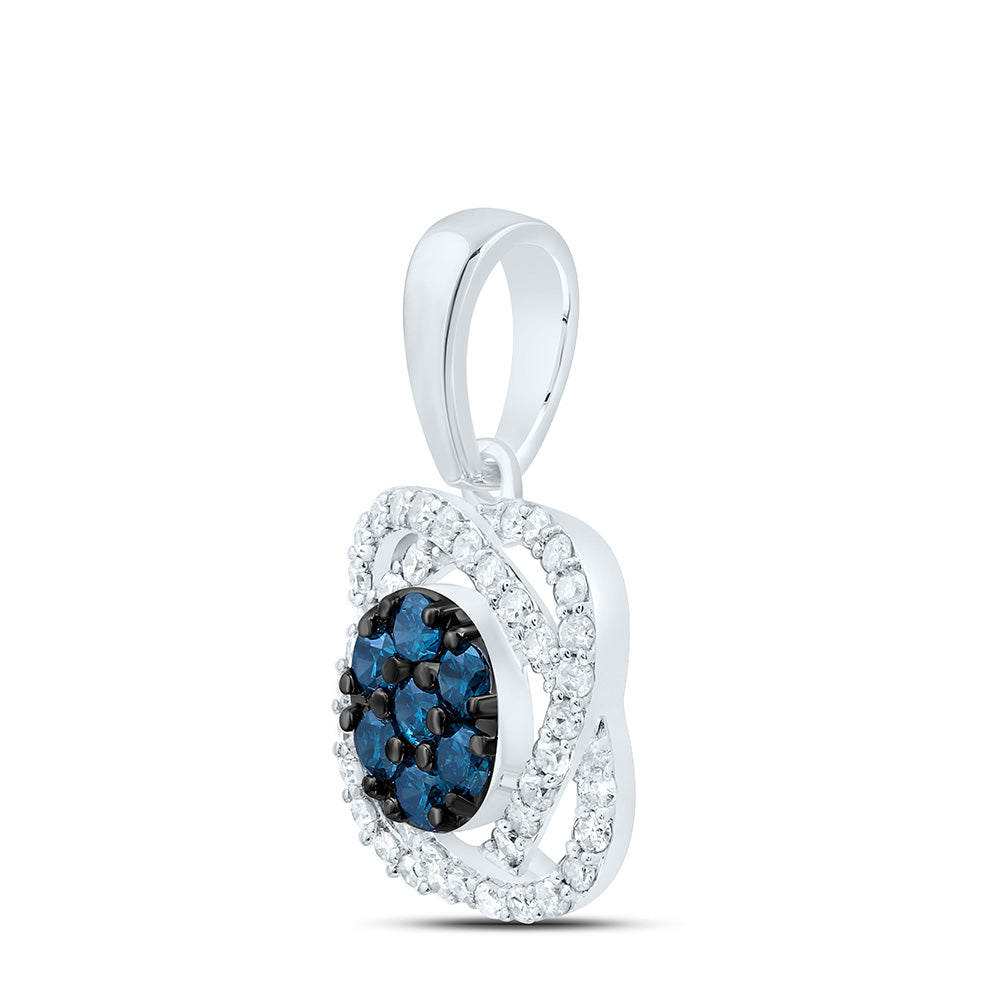 1/2CTW-NAT DIA P1 GIFT BLUE DIAMOND FLOWER PENDANT Daisy Joyeria