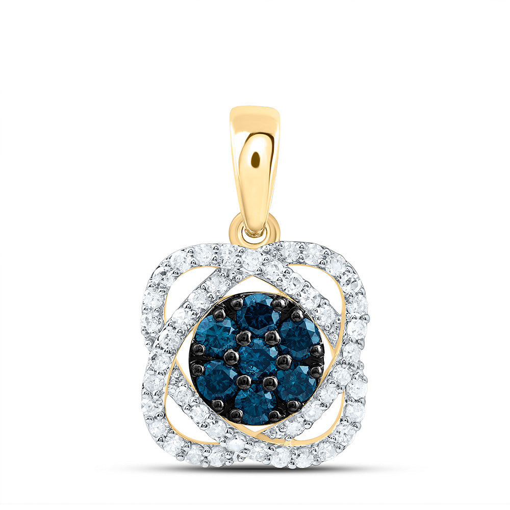 1/2CTW-NAT DIA P1 GIFT BLUE DIAMOND FLOWER PENDANT Daisy Joyeria