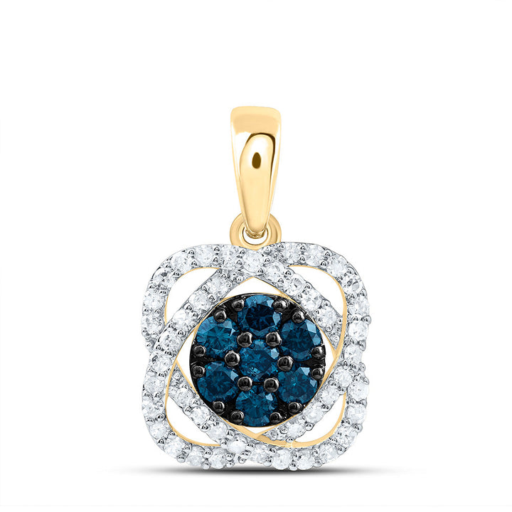 1/2CTW-NAT DIA P1 GIFT BLUE DIAMOND FLOWER PENDANT Daisy Joyeria