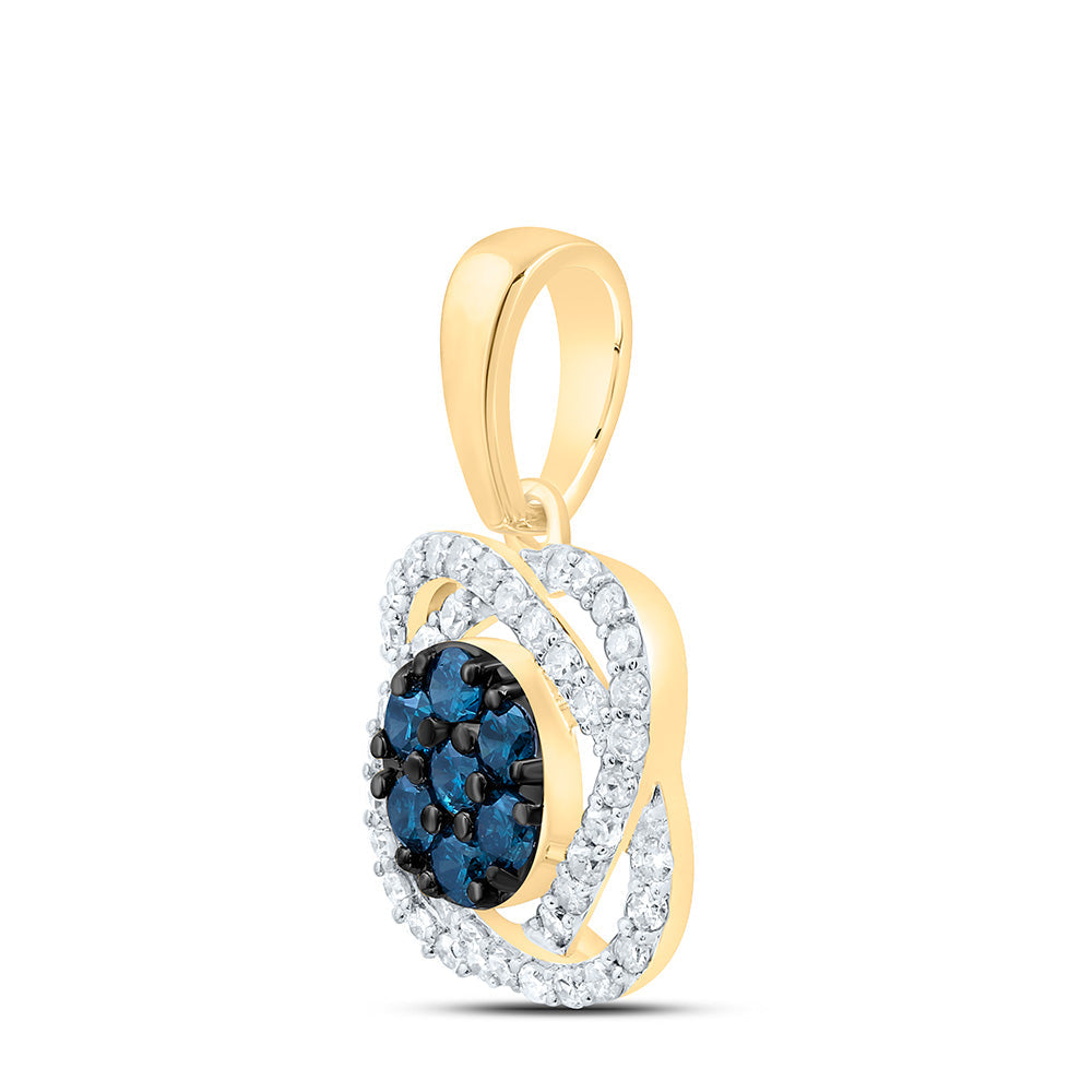 1/2CTW-NAT DIA P1 GIFT BLUE DIAMOND FLOWER PENDANT Daisy Joyeria