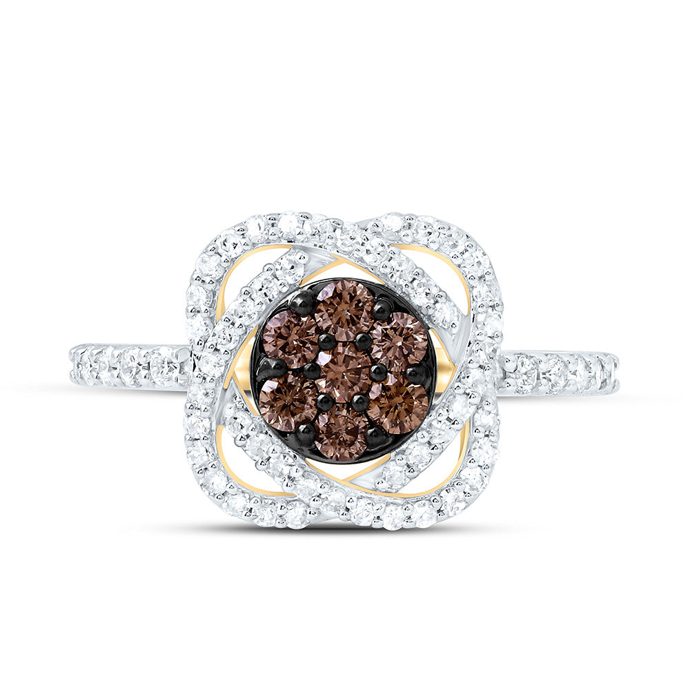 5/8CTW-NAT DIA P1 GIFT COGNAC NATURAL FLOWER RING Daisy Joyeria