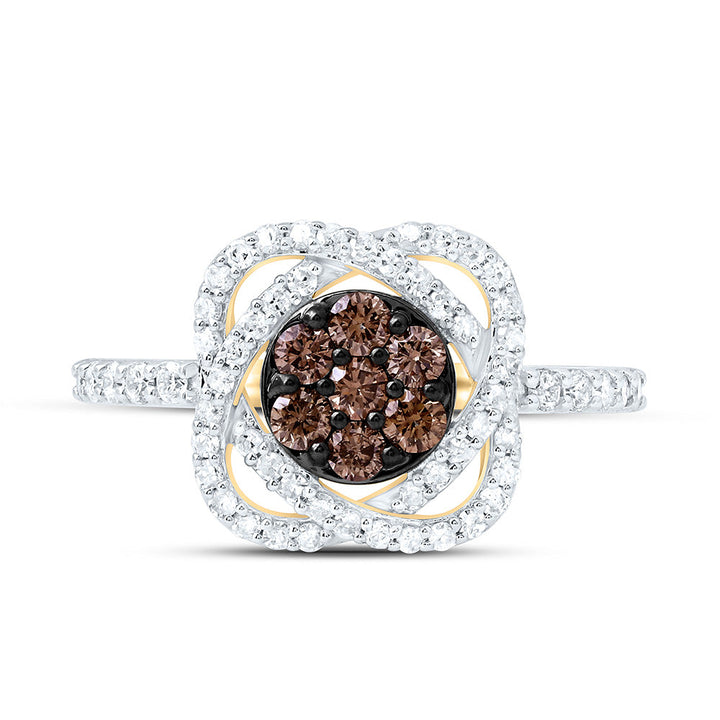 5/8CTW-NAT DIA P1 GIFT COGNAC NATURAL FLOWER RING Daisy Joyeria