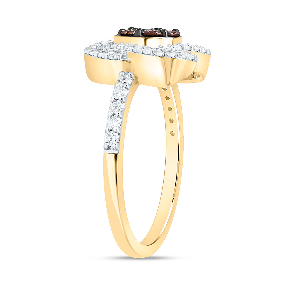 5/8CTW-NAT DIA P1 GIFT COGNAC NATURAL FLOWER RING Daisy Joyeria