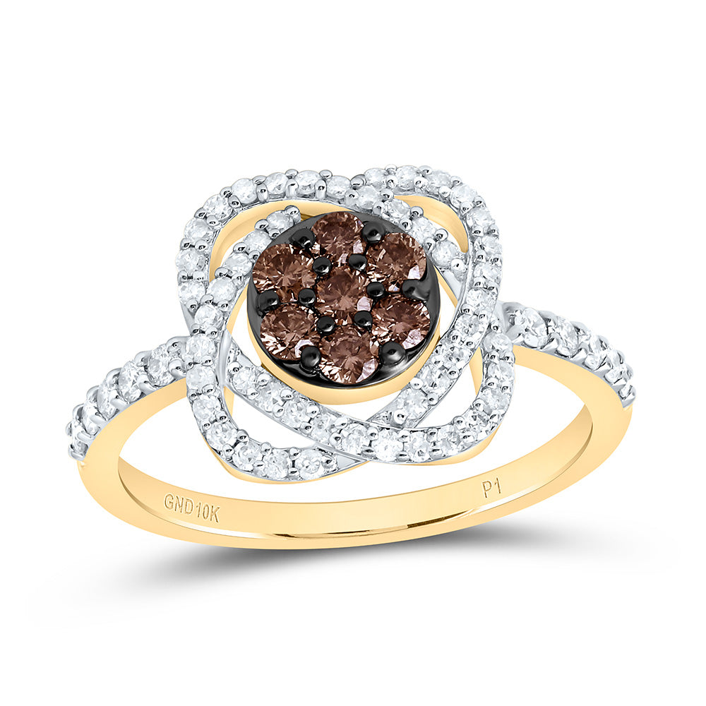5/8CTW-NAT DIA P1 GIFT COGNAC NATURAL FLOWER RING Daisy Joyeria