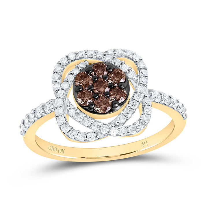 5/8CTW-NAT DIA P1 GIFT COGNAC NATURAL FLOWER RING Daisy Joyeria