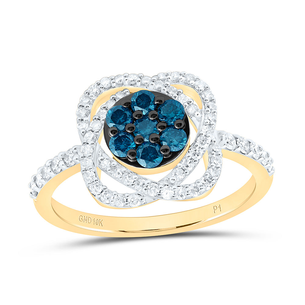 5/8CTW-NAT DIA P1 GIFT BLUE DIAMOND FLOWER RING Daisy Joyeria