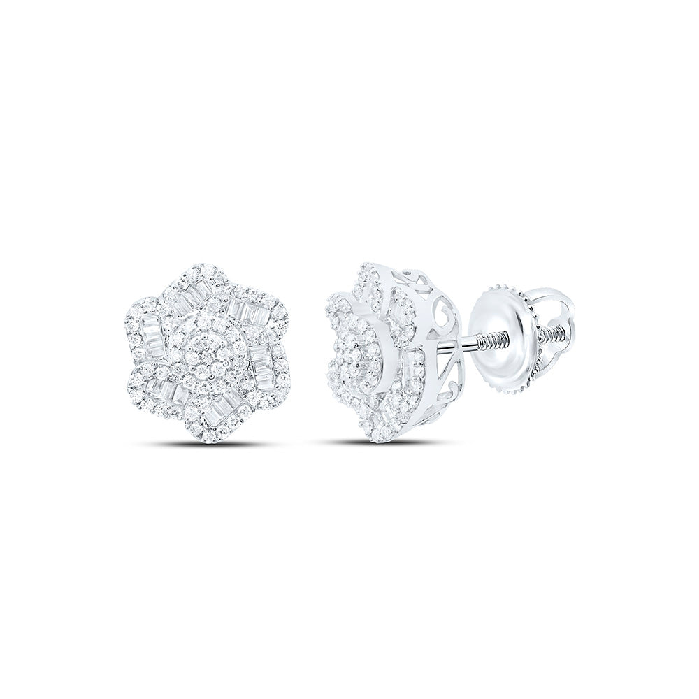 3/4CTW-NAT DIA CN FASHION FLOWER EARRING Daisy Joyeria