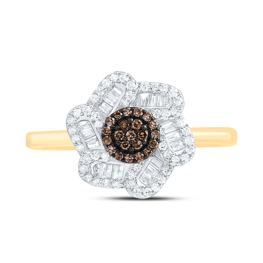 1/3CTW-NAT DIA CN COGNAC NATURAL FLOWER RING Daisy Joyeria