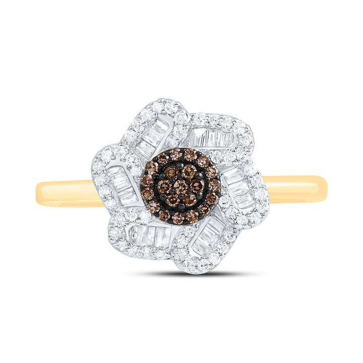 1/3CTW-NAT DIA CN COGNAC NATURAL FLOWER RING Daisy Joyeria