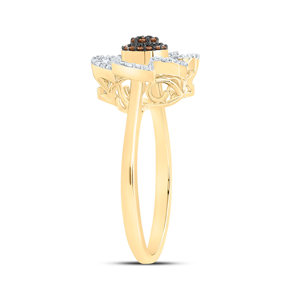 1/3CTW-NAT DIA CN COGNAC NATURAL FLOWER RING Daisy Joyeria