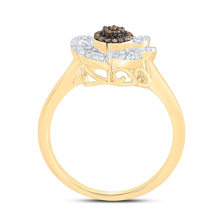 1/3CTW-NAT DIA CN COGNAC NATURAL FLOWER RING Daisy Joyeria