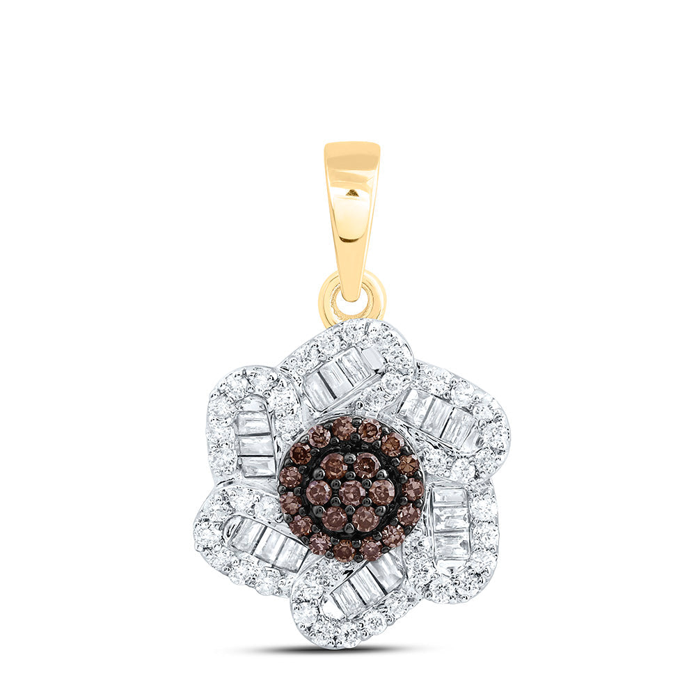 3/8CTW-NAT DIA CN COGNAC NATURAL FLOWER PENDANT Daisy Joyeria