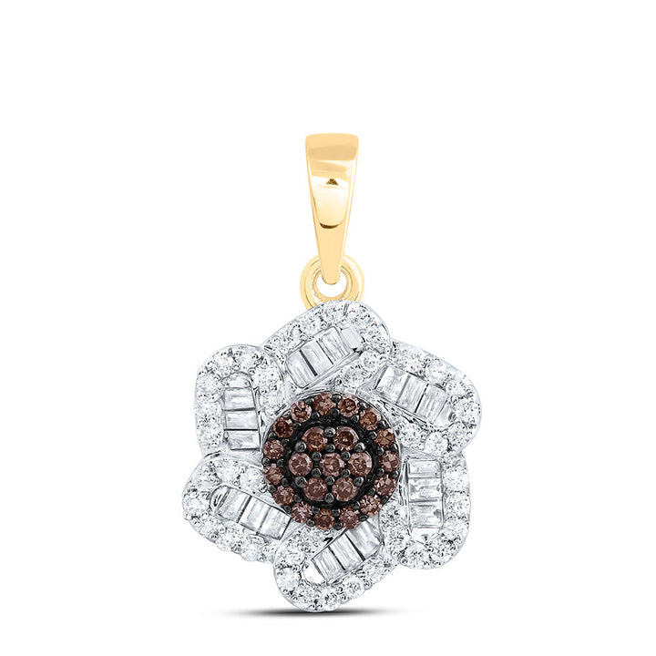 3/8CTW-NAT DIA CN COGNAC NATURAL FLOWER PENDANT Daisy Joyeria