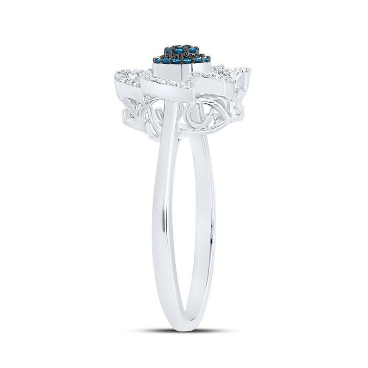 1/3CTW-NAT DIA CN BLUE DIAMOND FLOWER RING Daisy Joyeria