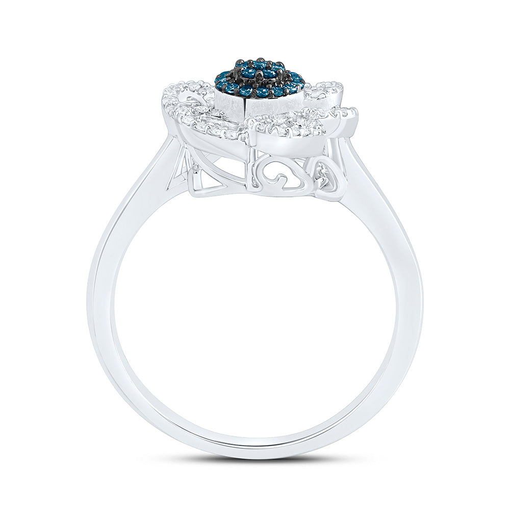 1/3CTW-NAT DIA CN BLUE DIAMOND FLOWER RING Daisy Joyeria
