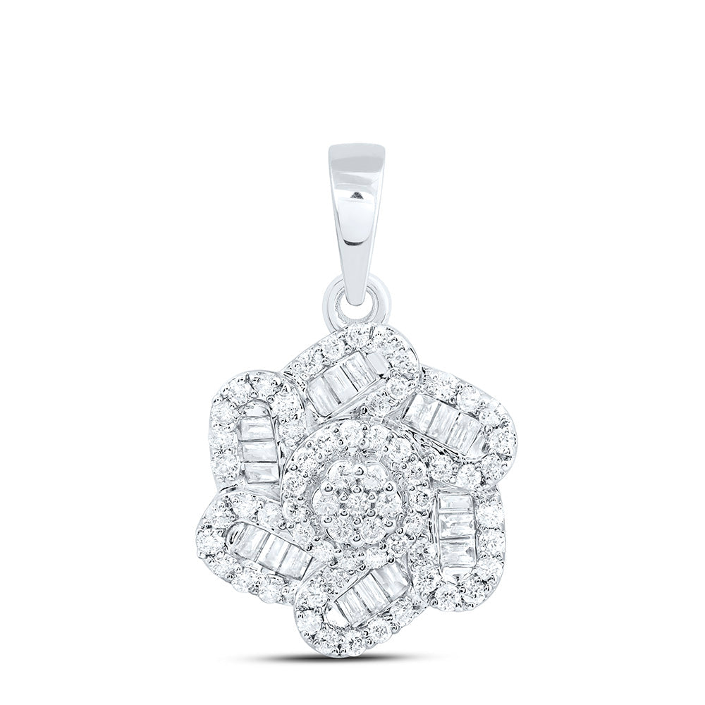 3/8CTW-NAT DIA CN FASHION FLOWER PENDANT Daisy Joyeria