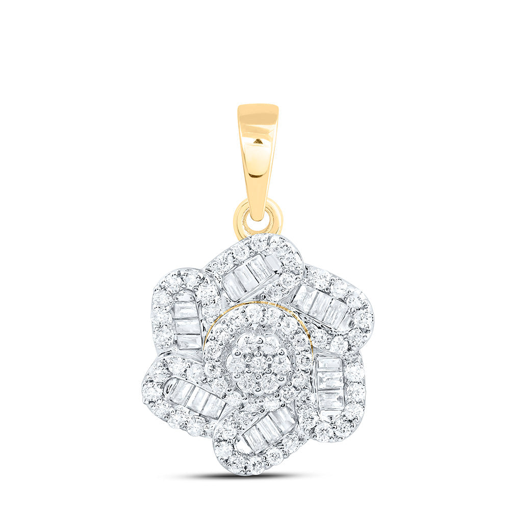 3/8CTW-NAT DIA CN FASHION FLOWER PENDANT Daisy Joyeria