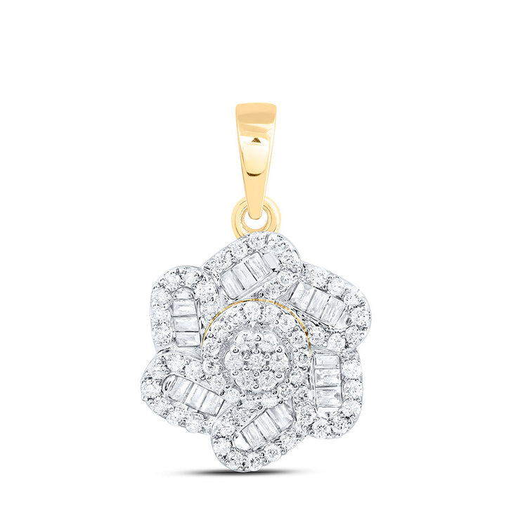 3/8CTW-NAT DIA CN FASHION FLOWER PENDANT Daisy Joyeria