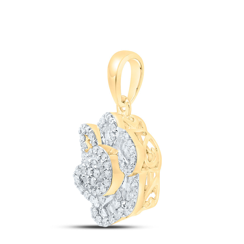 3/8CTW-NAT DIA CN FASHION FLOWER PENDANT Daisy Joyeria
