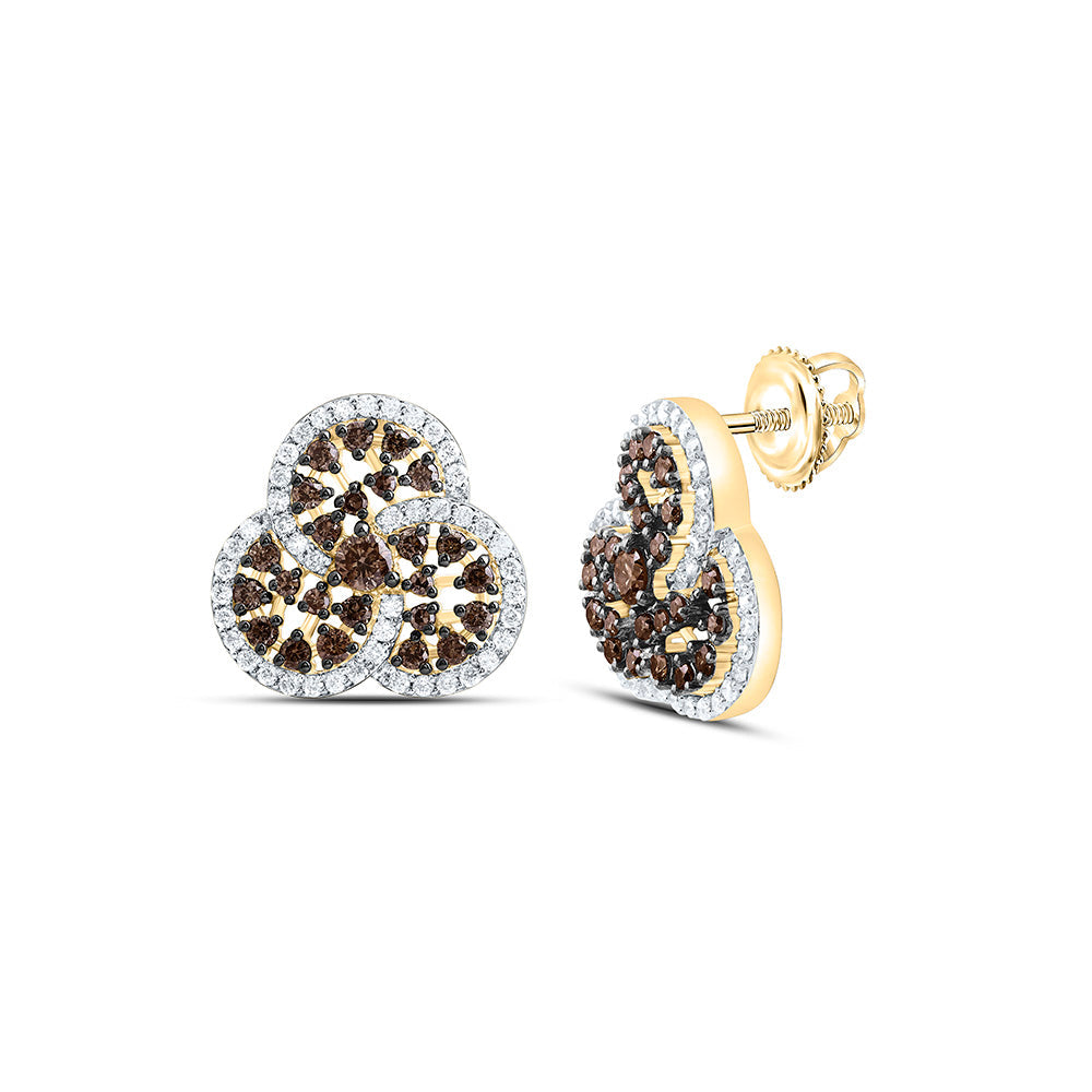 7/8CTW-NAT DIA CN COGNAC NATURAL TRINITY EARRING Daisy Joyeria
