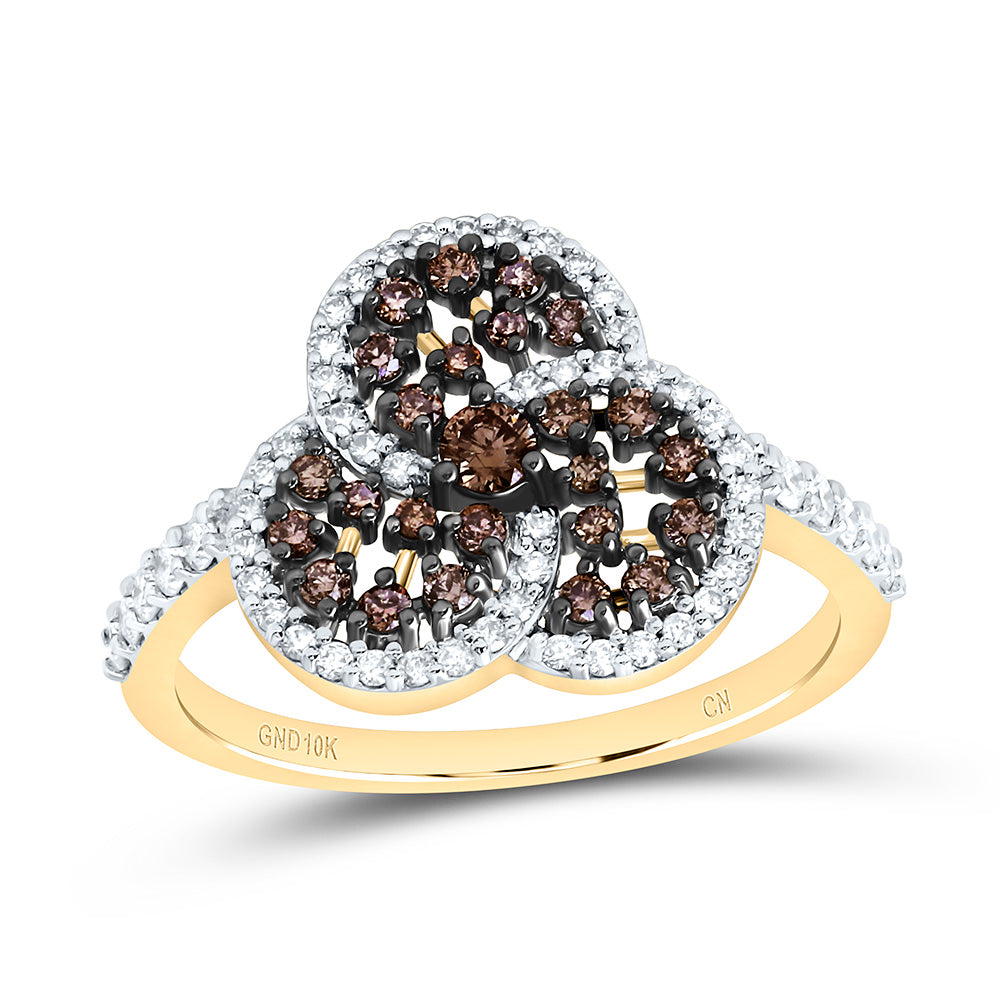 1/2CTW-NAT DIA CN COGNAC NATURAL TRINITY ROUND RING Daisy Joyeria