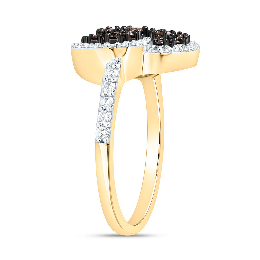 1/2CTW-NAT DIA CN COGNAC NATURAL TRINITY ROUND RING Daisy Joyeria