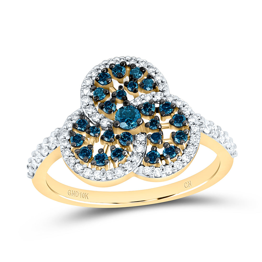 1/2CTW-NAT DIA CN BLUE DIAMOND TRINITY ROUND RING Daisy Joyeria