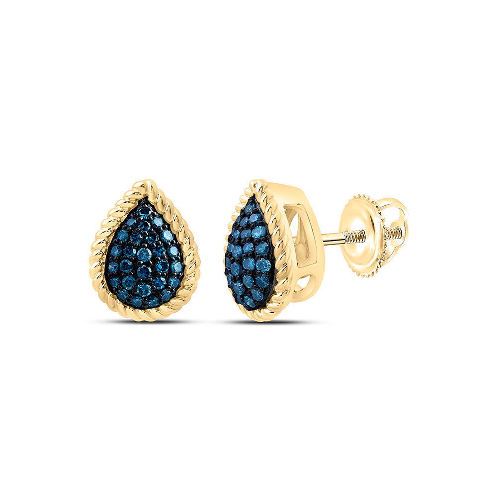1/4CTW-NAT DIA BLUE DIAMOND PEAR EARRING Daisy Joyeria