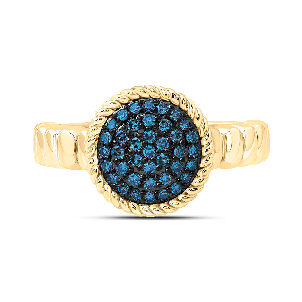 1/4CTW-NAT DIA FASHION BLUE DIAMOND ROUND RING Daisy Joyeria