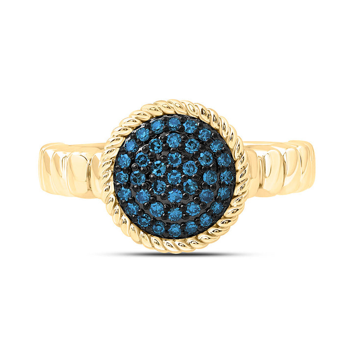 1/4CTW-NAT DIA FASHION BLUE DIAMOND ROUND RING Daisy Joyeria