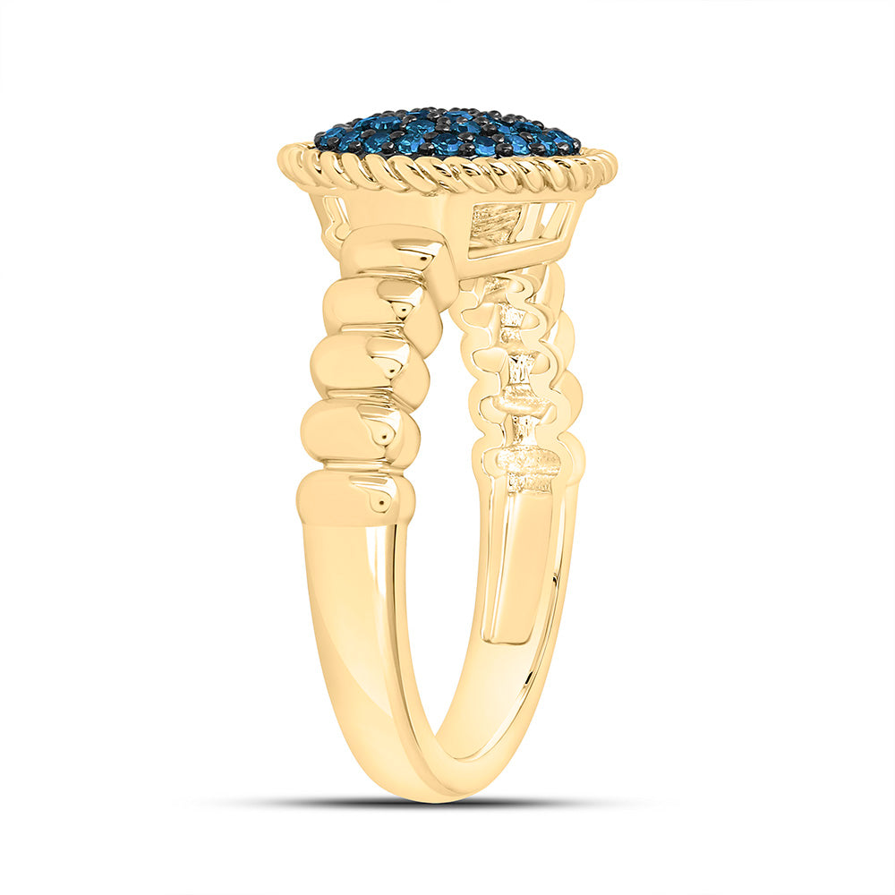 1/4CTW-NAT DIA FASHION BLUE DIAMOND ROUND RING Daisy Joyeria