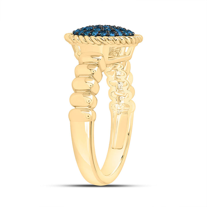 1/4CTW-NAT DIA FASHION BLUE DIAMOND ROUND RING Daisy Joyeria