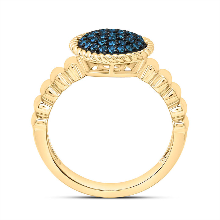 1/4CTW-NAT DIA FASHION BLUE DIAMOND ROUND RING Daisy Joyeria