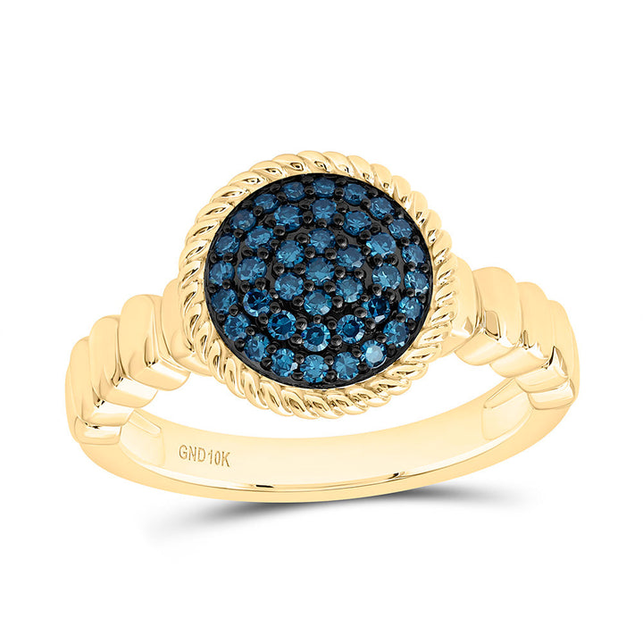 1/4CTW-NAT DIA FASHION BLUE DIAMOND ROUND RING Daisy Joyeria