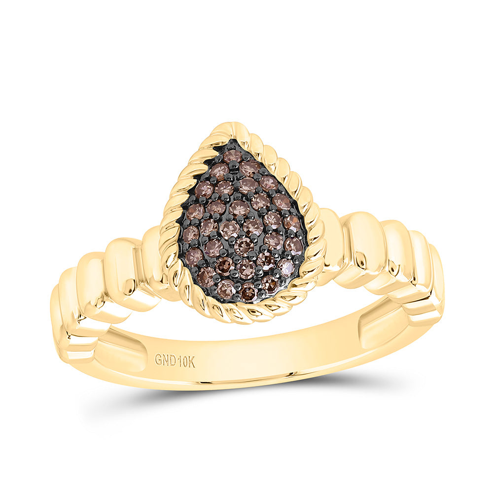 1/5CTW-NAT DIA FASHION COGNAC NATURAL PEAR RING Daisy Joyeria