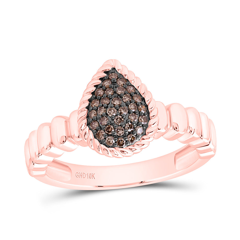 1/5CTW-NAT DIA FASHION COGNAC NATURAL PEAR RING Daisy Joyeria