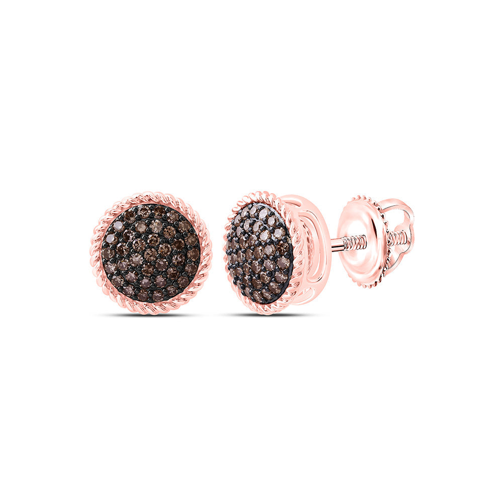 3/8CTW-NAT DIA FASHION COGNAC NATURAL ROUND EARRING Daisy Joyeria