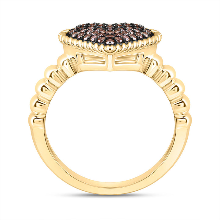 1/4CTW-NAT DIA FASHION COGNAC NATURAL HEART RING Daisy Joyeria