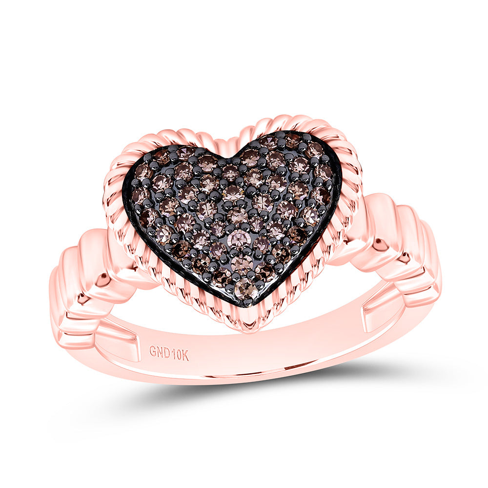 1/4CTW-NAT DIA FASHION COGNAC NATURAL HEART RING Daisy Joyeria