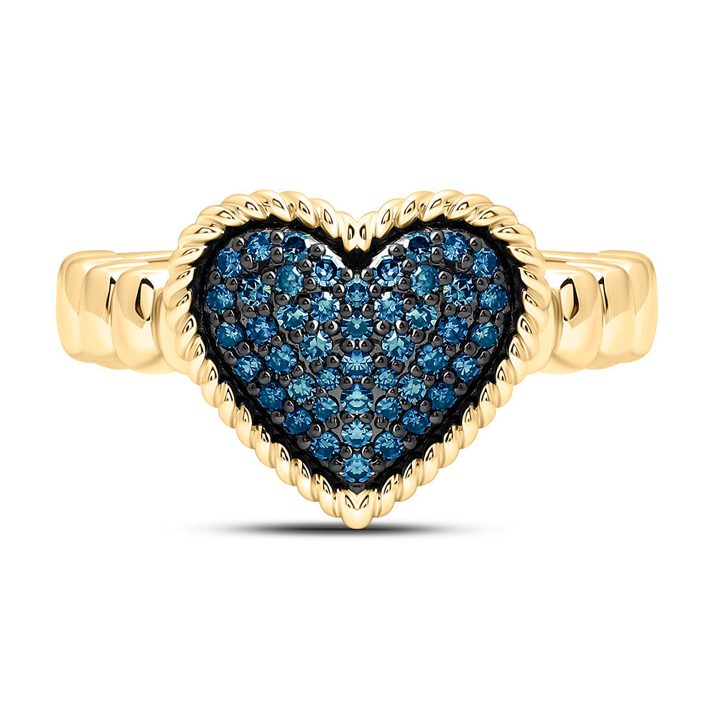 1/4CTW-NAT DIA FASHION BLUE DIA HEART RING Daisy Joyeria