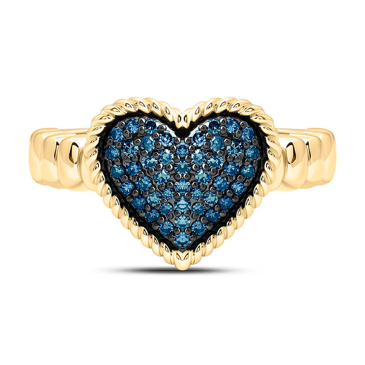 1/4CTW-NAT DIA FASHION BLUE DIA HEART RING Daisy Joyeria