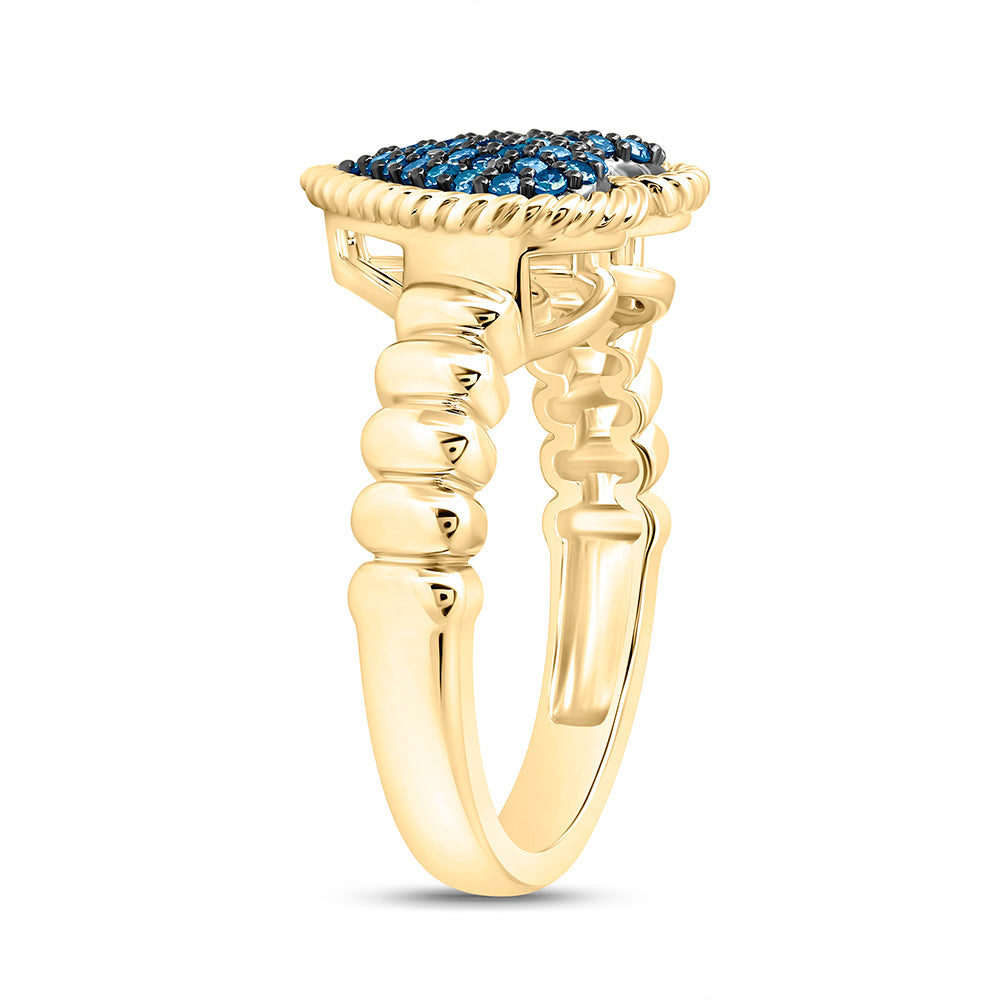 1/4CTW-NAT DIA FASHION BLUE DIA HEART RING Daisy Joyeria